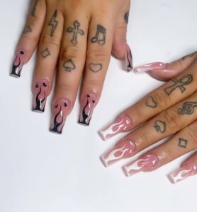 Experienced nail technician providing Gel-X full set at a nail salon, showcasing beautiful, flawless nails.