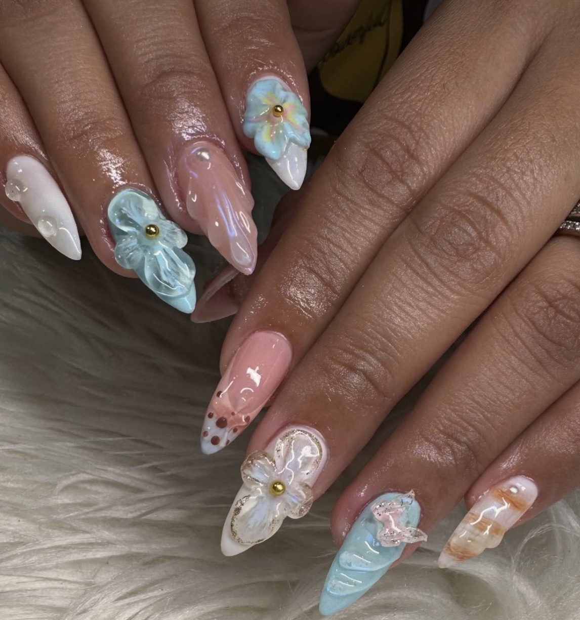 Gel X nails with 3D nail design