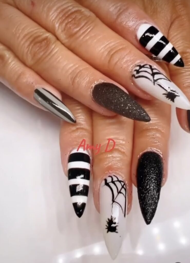 Spider web Halloween Nails