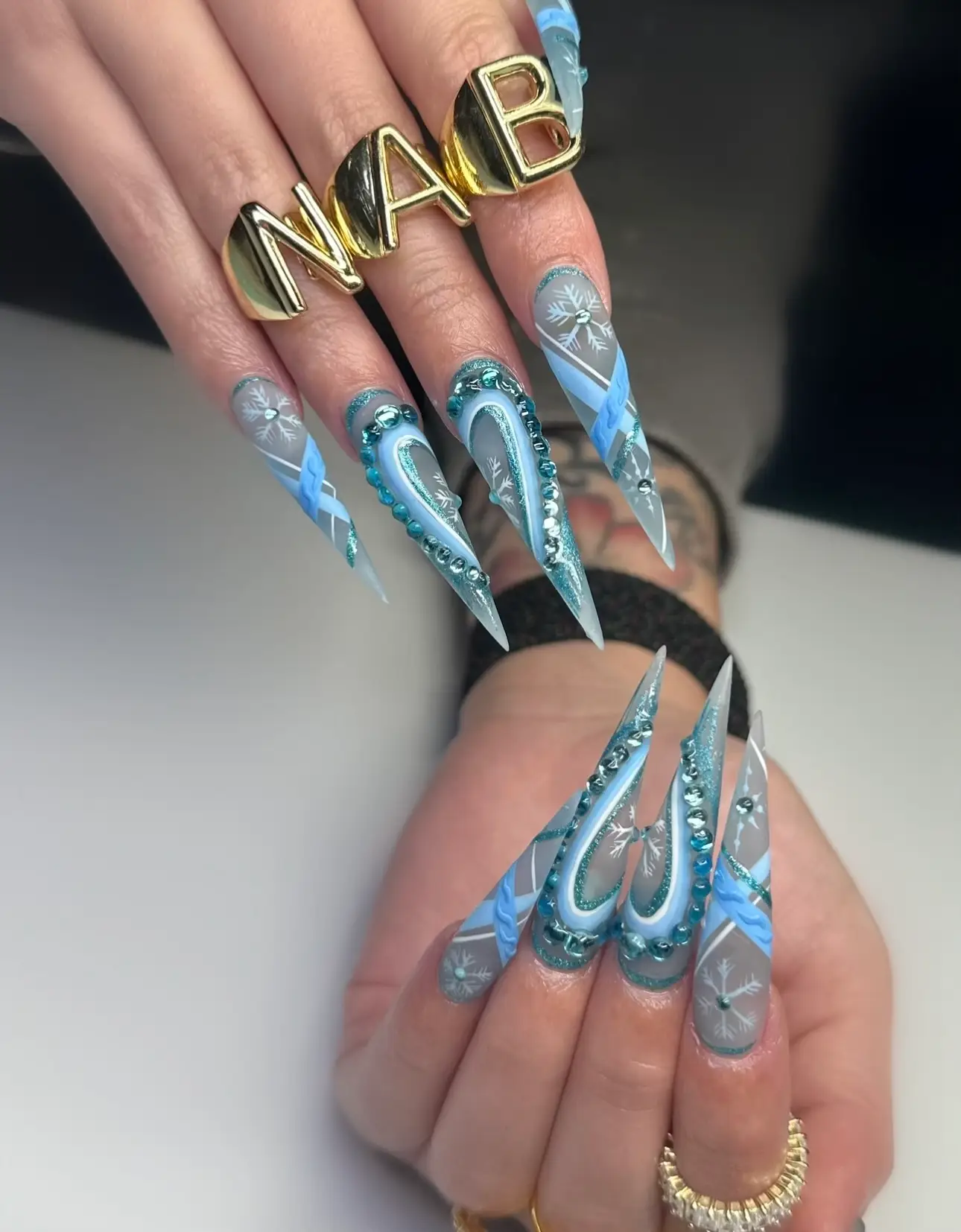 Beautiful Gel X nails with intricate nail art designs at NAB Nail Bar in Las Vegas