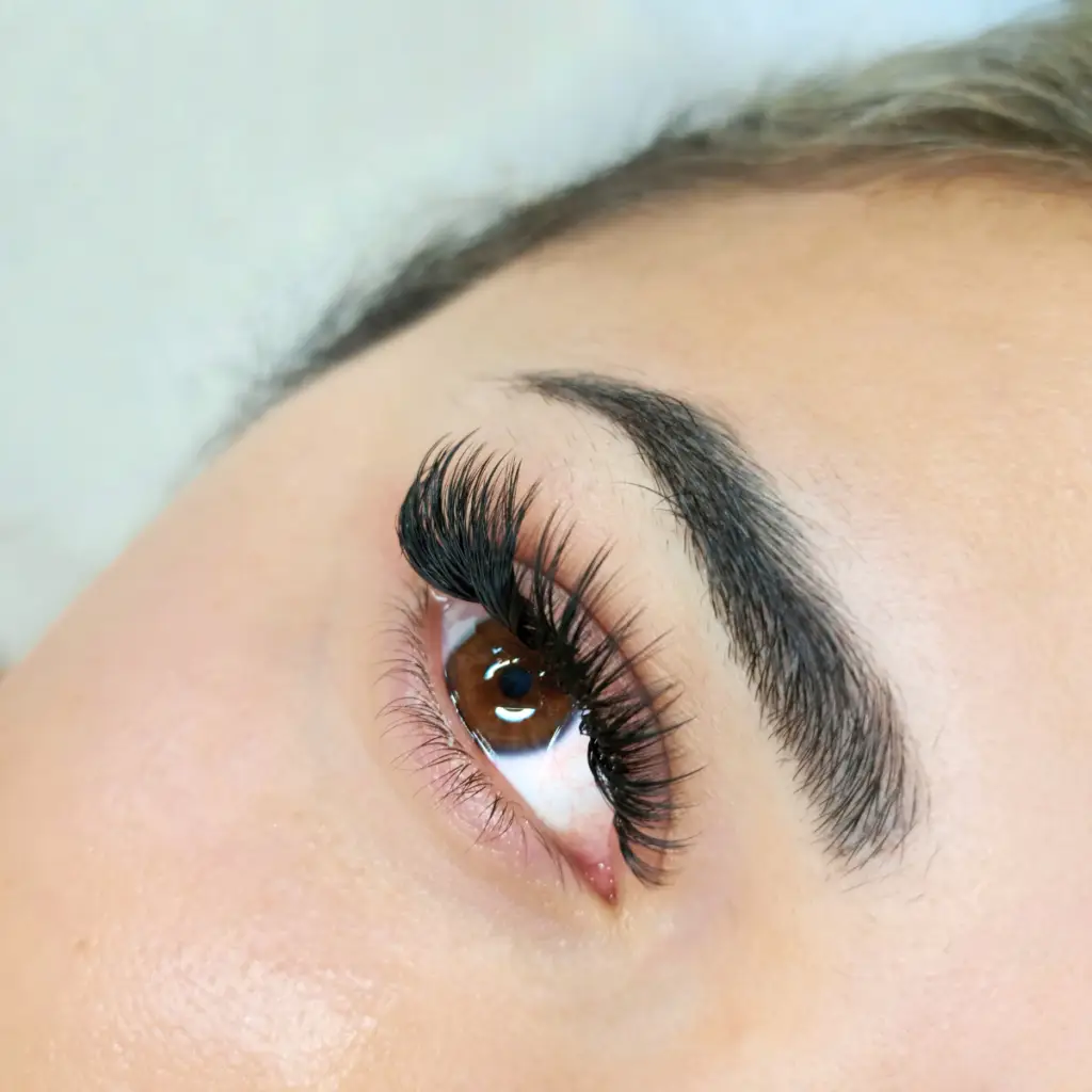 Stunning eyelash extensions giving a full, voluminous look