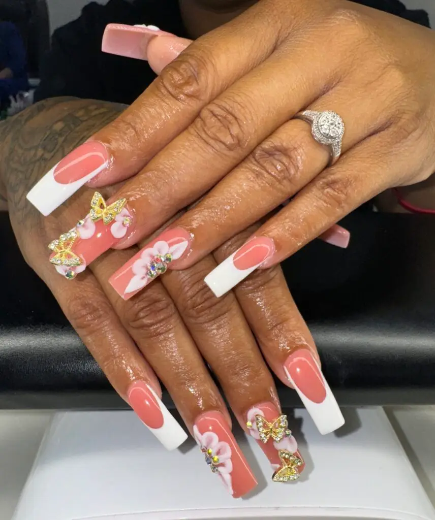 Starr creating trendy hybrid gel nails with freestyle designs.