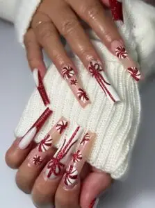 Red and White Christmas Nails - Luxury Nail Treatment