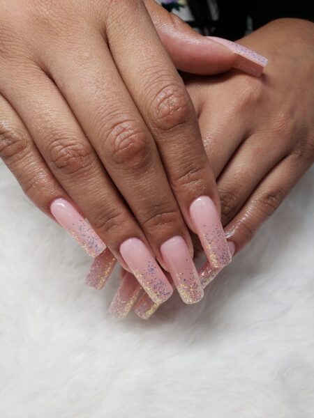 shindy pink gel x nail set at local nail salon nearby