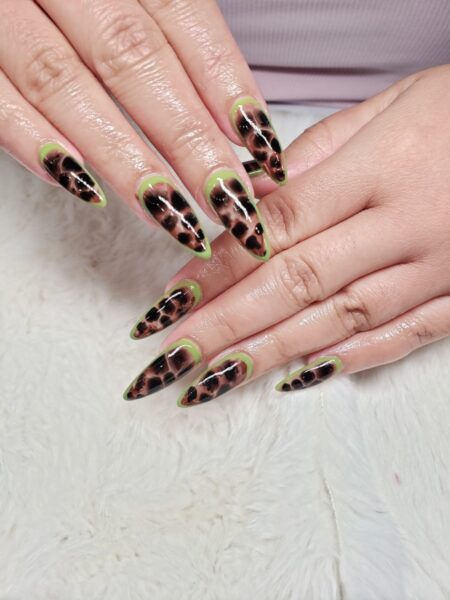 Gel X Nails by Shindy at local nail salon nearby leopard print nail designs