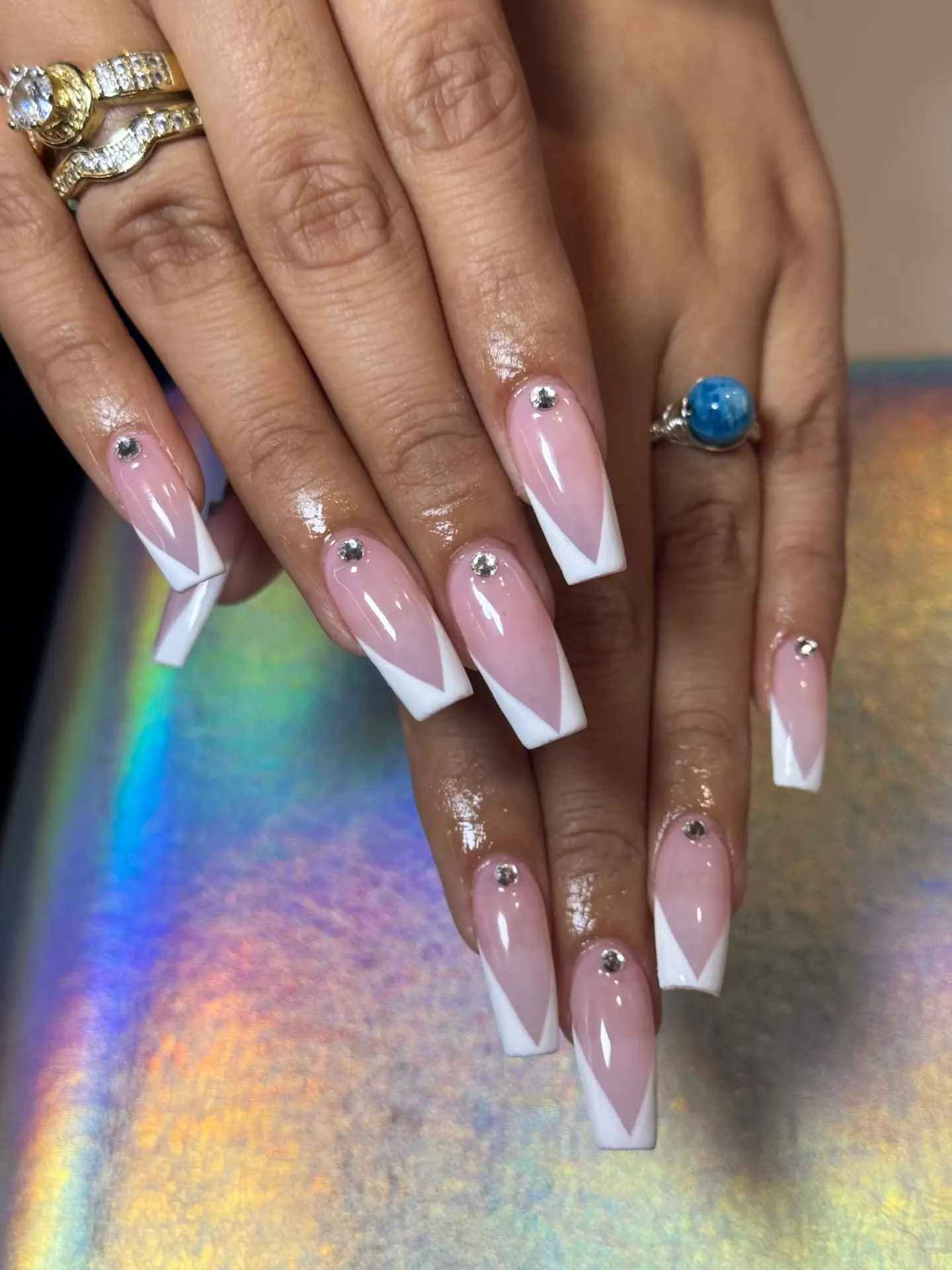 Jocelynn's Gel X French Tip nails with a clean and elegant design and a hard gel fill showcasing durability and style at NAB Nail Bar in Las Vegas