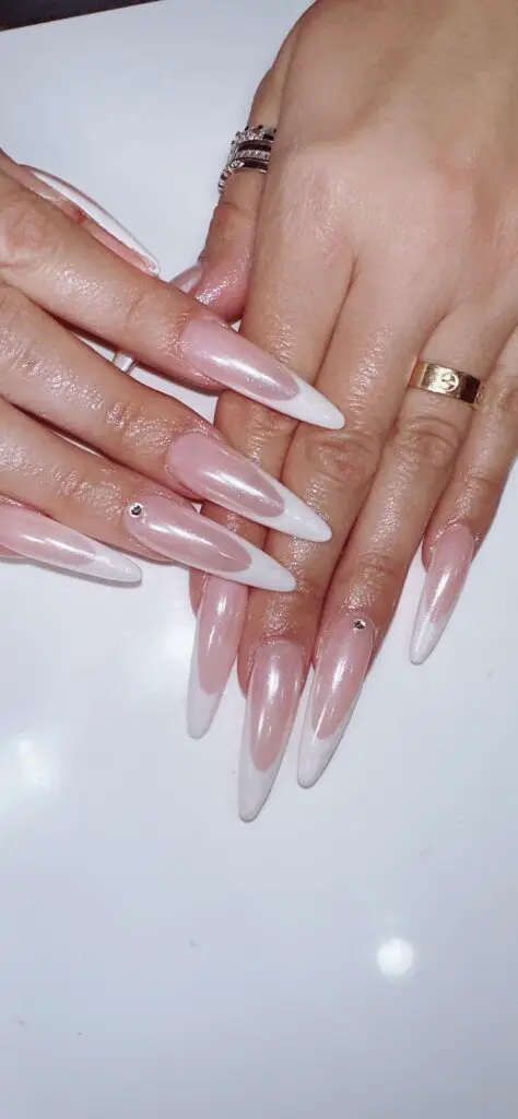 French tip Gel X nails by Kim at nail salon nearby