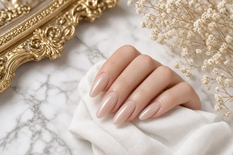 Acrylic fill on long almond nails at a las vegas nail salon nab nail bar | nails lashes and beauty in las vegas