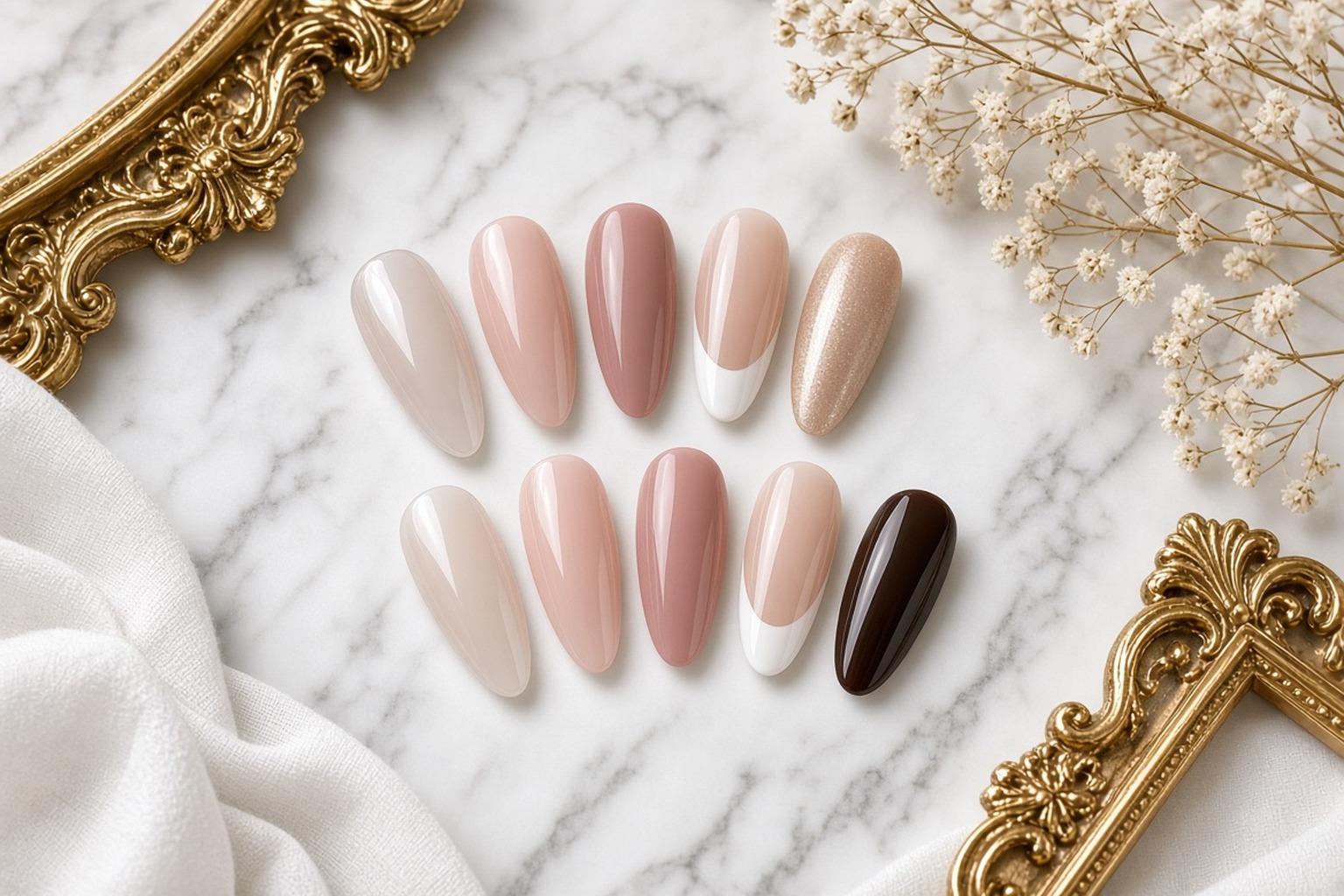 Builder gel nail shades in nude and blush tones at NAB Nail Bar in Las Vegas