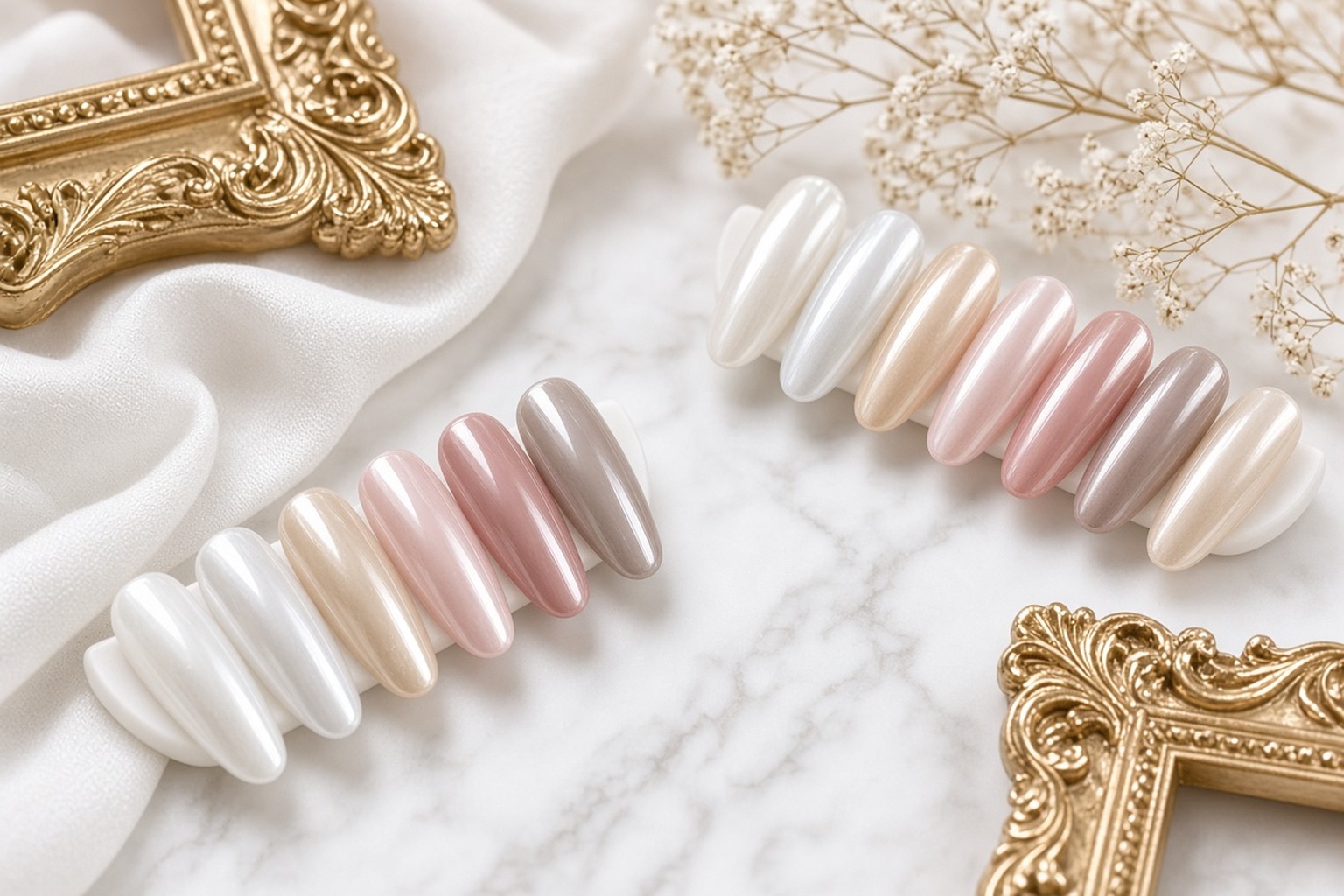 Glazed nail shades in milky white, blush and pearl at NAB Nail Bar in Las Vegas