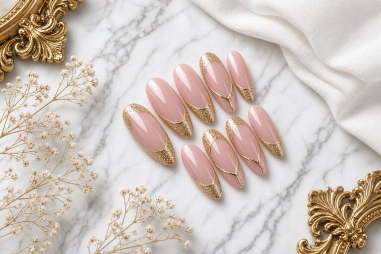 Instant Glitz Nails Best Nail Salon Las Vegas Nab Nail Bar | Nails Lashes and Beauty in Las Vegas Glossy blush pink stiletto nails at nab nail bar in las vegas nab nail bar | nails lashes and beauty in las vegas