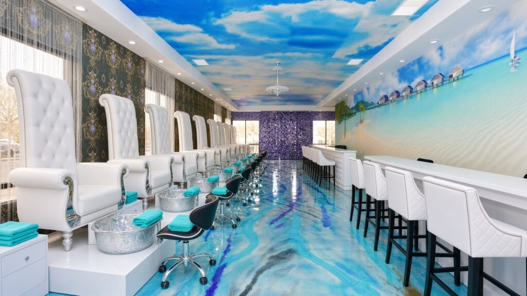 The main floor at NAB Nail Bar nail salon in Las Vegas