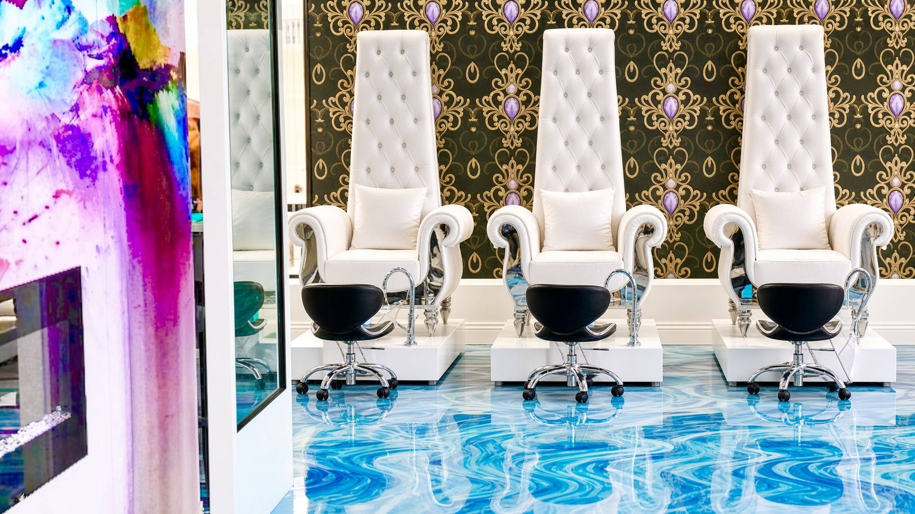 Pedicure thrones at NAB Nail Bar luxury nail salon on West Flamingo Road in Las Vegas